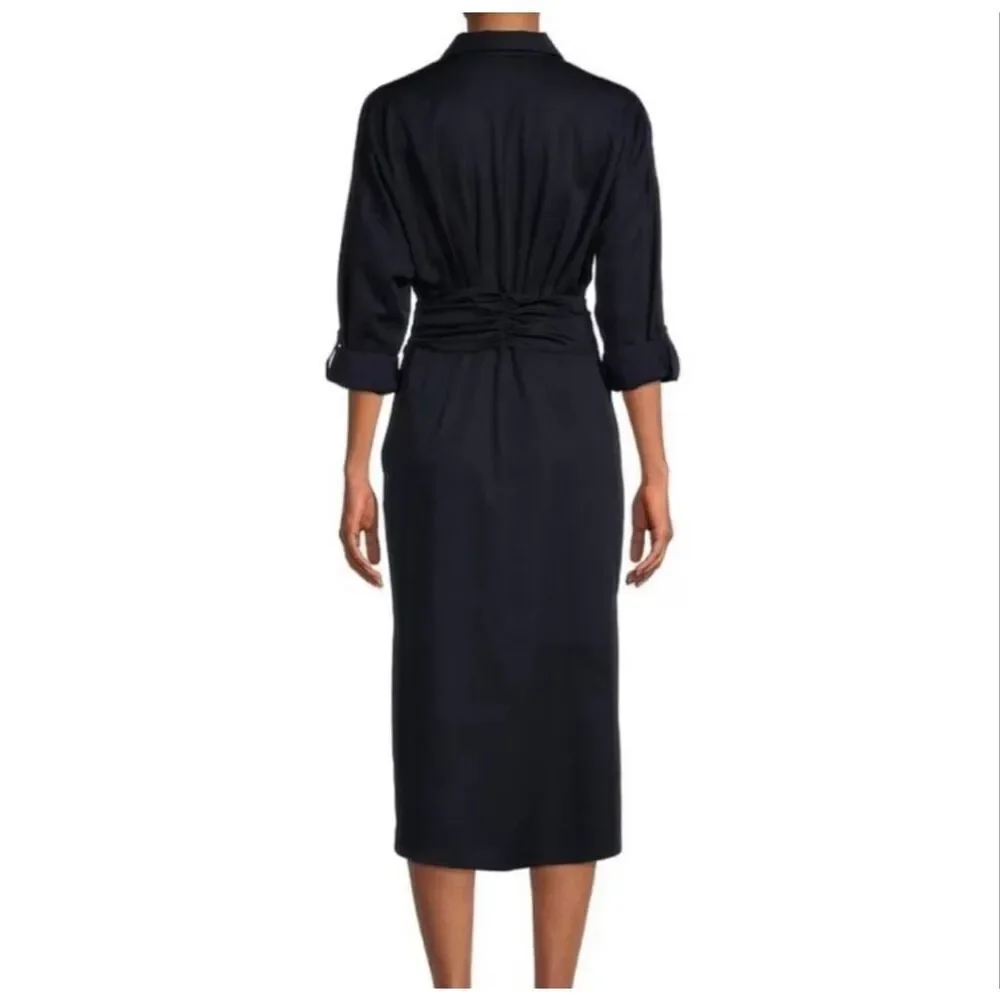 Antonio Melani Roxanne Pleated Tie Dress Buttondown Navy